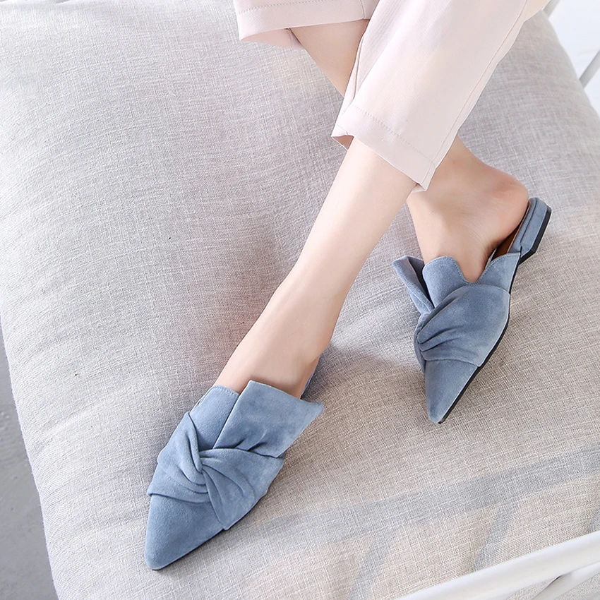

2019 Fashion Women Sandals Flock Flat Sandals Blue/Apricot/Black Spring/Summer Female Shoes Casual Lady Shoes Woman Footwear