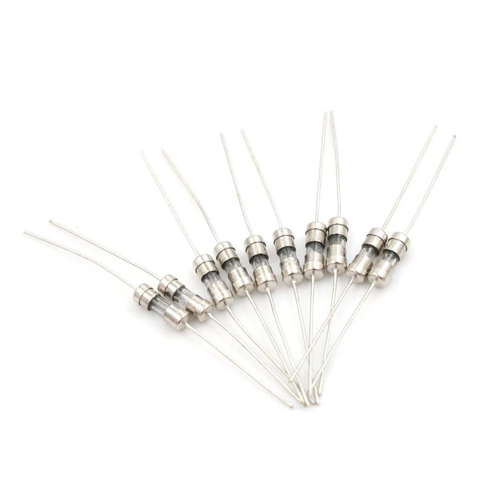 

10Pcs/Lot Ceramic Fuse The Fuse Tube Lead Foot Double Iron Cap Axial Slow Blow Fuse With Lead Wire 1A 2A 3.6x10mm