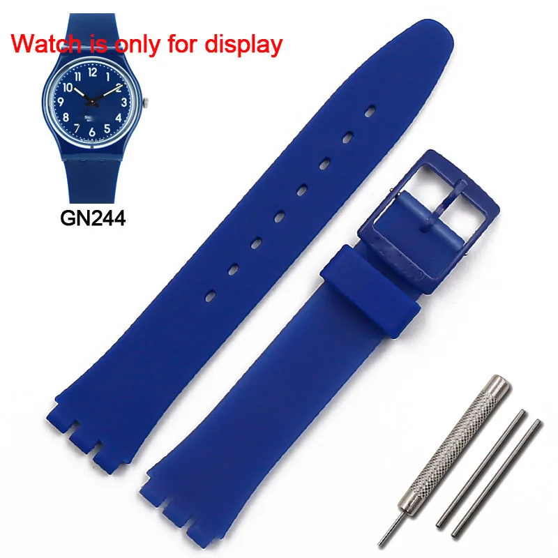 Силиконовый ремешок пряжка аксессуары для часов 17 мм для Swatch GB274 GW164GN239 спортивный водонепроницаемый браслет женский мужской ремешок для часов - Цвет ремешка: GN244