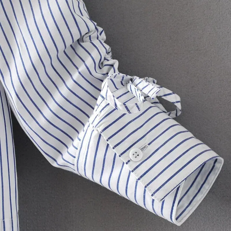womens tops and blouses 2018 autumn tunics embroidery long sleeve striped shirt feminina office lady white shirts work wear |