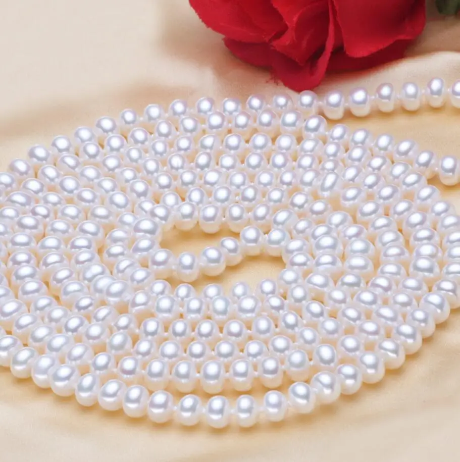 

New 423+++7-8MM natural freshwater pearl flat Necklace 120cm