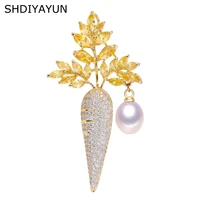 shdiyayun 2019 new pearl brooch for women carrot brooches pins natural freshwater pearl fine jewelry accessories dropshipping