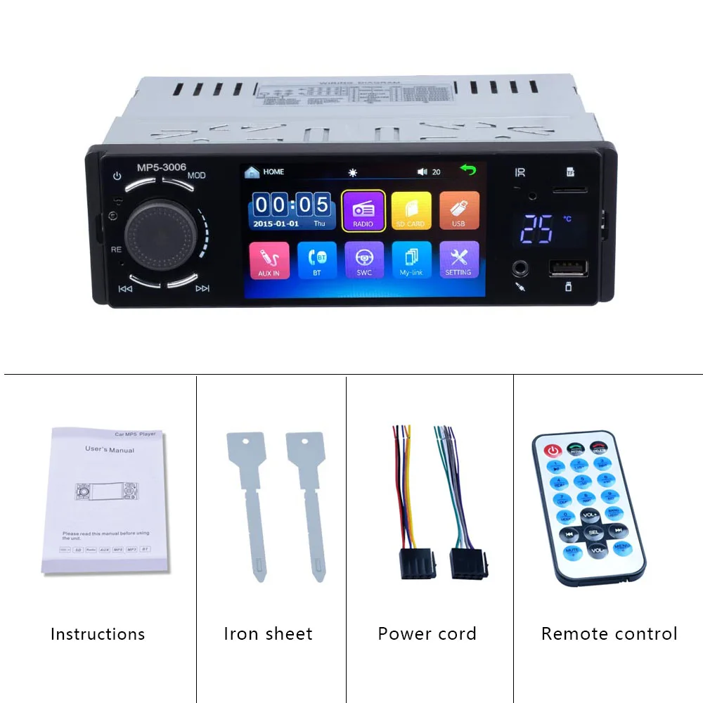 AMPrime 1 Din автомагнитола Bluetooth 4 &quotАвторадио сенсорный экран стерео аудио видео MP5 USB