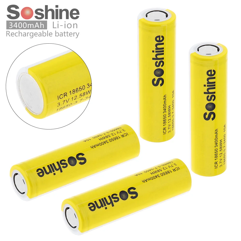 Литий-ионная аккумуляторная батарея Soshine ICR18650 3 7 в 3400 Вт-ч 10 А мАч с