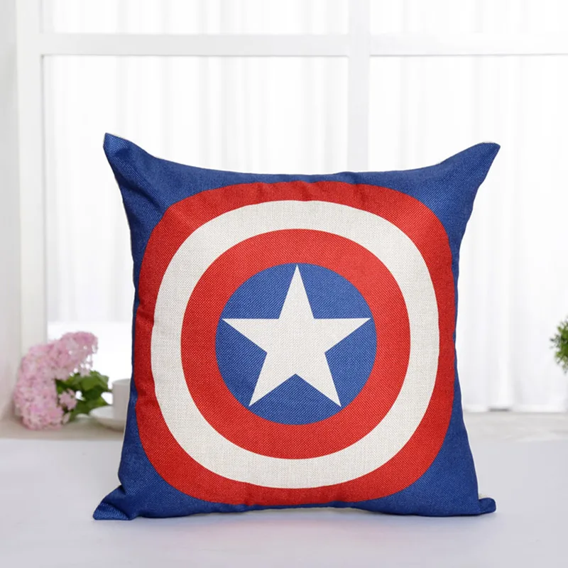 Captain America Blue 1 шт. 45*45 см наволочки для подушек серии супергероев Marvel, Супермен, Бэтмен, американский капитан, хлопковая наволочка для подушек - Цвет: Captain America Blue
