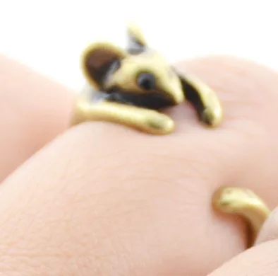 Antique Bronze Ретро Бохо мини мышь Анель пара кольцо панк животное щенок Anillos Bague Femme любовь кольца для мужчин и женщин ювелирные изделия подарок на день рождения - Цвет основного камня: Antique Bronze