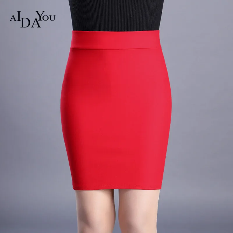 Женская облегающая формальная юбка карандаш ouc612 черная и красная обтягивающая