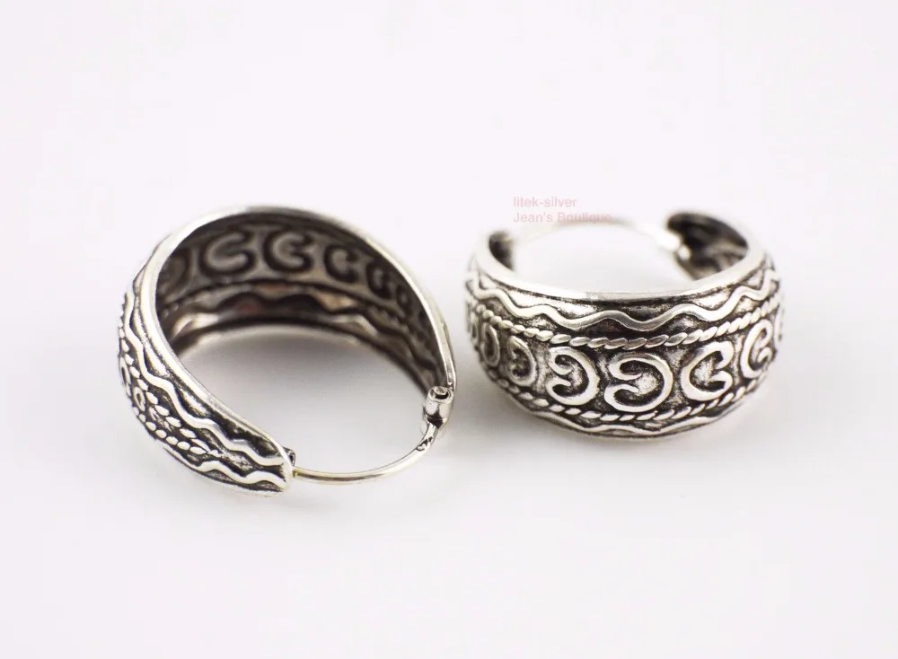 Серьги-кольца Huggie из твердого серебра 925 пробы в Балийском Стиле, 22x19 мм, для женщин, а