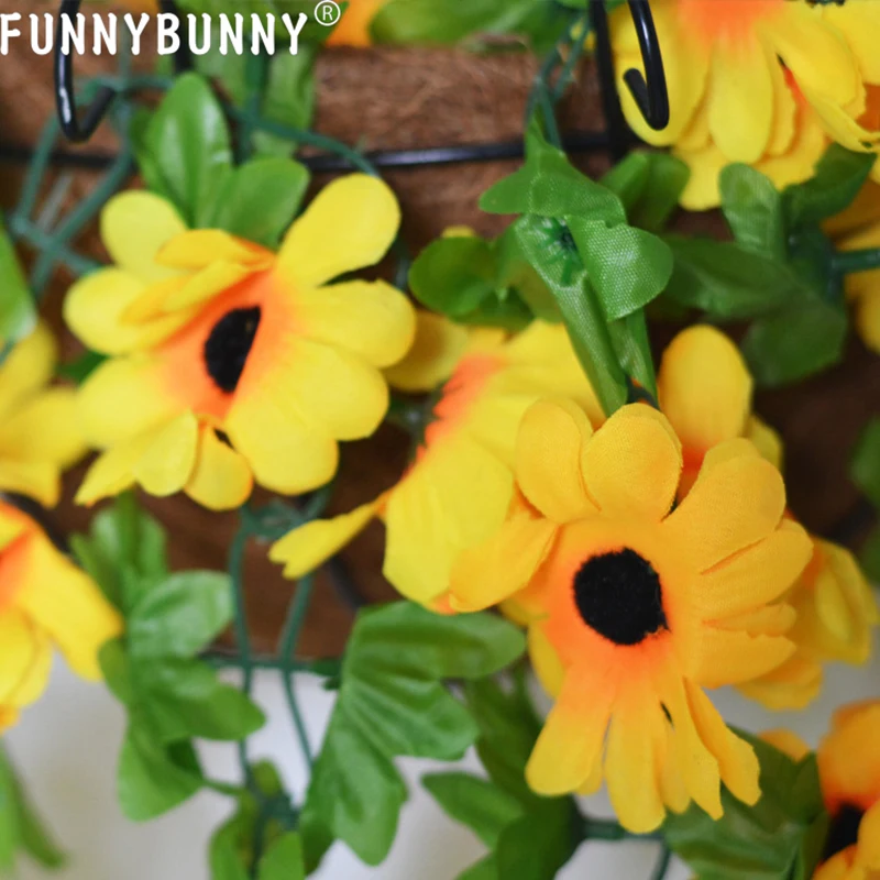 FUNNYBUNNY искусственный подсолнух ротанговая Гирлянда Шелковый цветок плющ лозы для