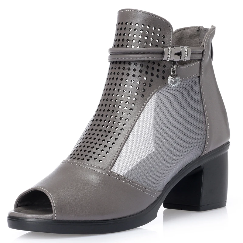 GKTINOO Fashion 2019 Women Sandals High Heels Open Toe Summer Square Heel Shoes Cut-Outs Leather Sandalia Mujer Plus Size | Обувь