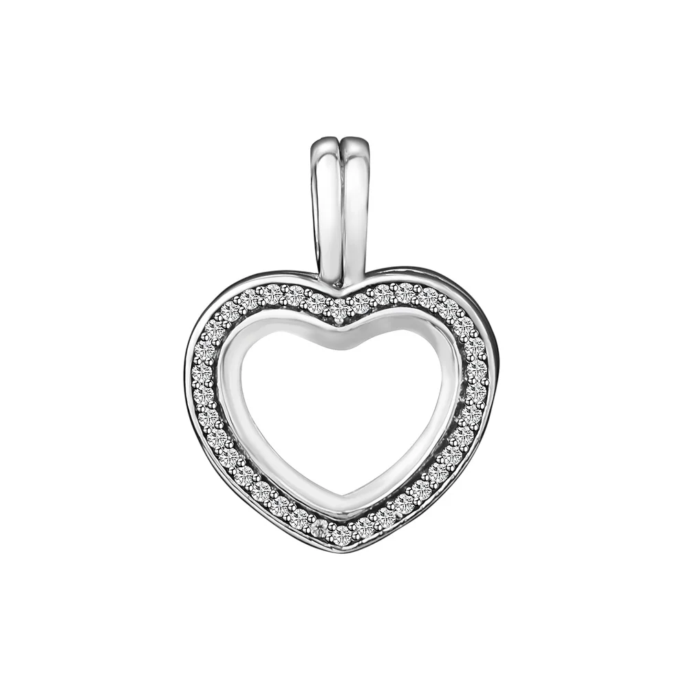 

Fits for Pandora Charms Bracelets Sparkling Signature Floating Heart Locket Beads 100% 925 Sterling Silver Jewelry Free Shipping