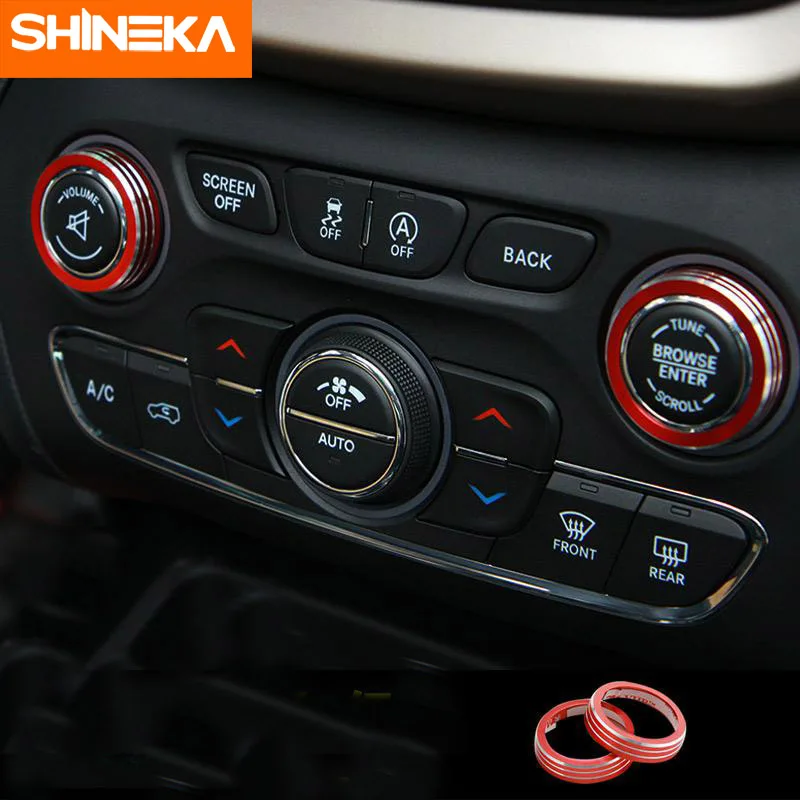 SHINEKA внутренние молдинги для Jeep Grand Cherokee 2014 2016 CD кнопка переключения ручки кольцо