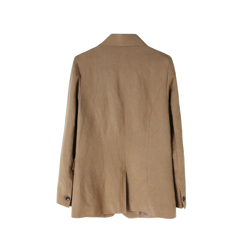 Женский Повседневный льняной Блейзер черный пиджак в деловом стиле приталенные