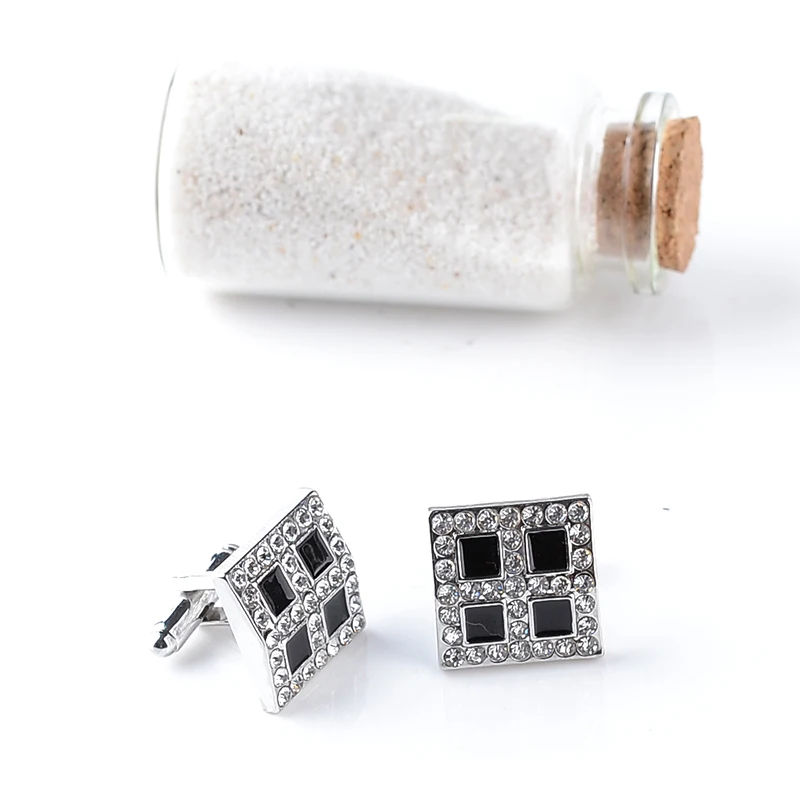 Высококачественные роскошные деловые Квадратные запонки Стразы для мужчин