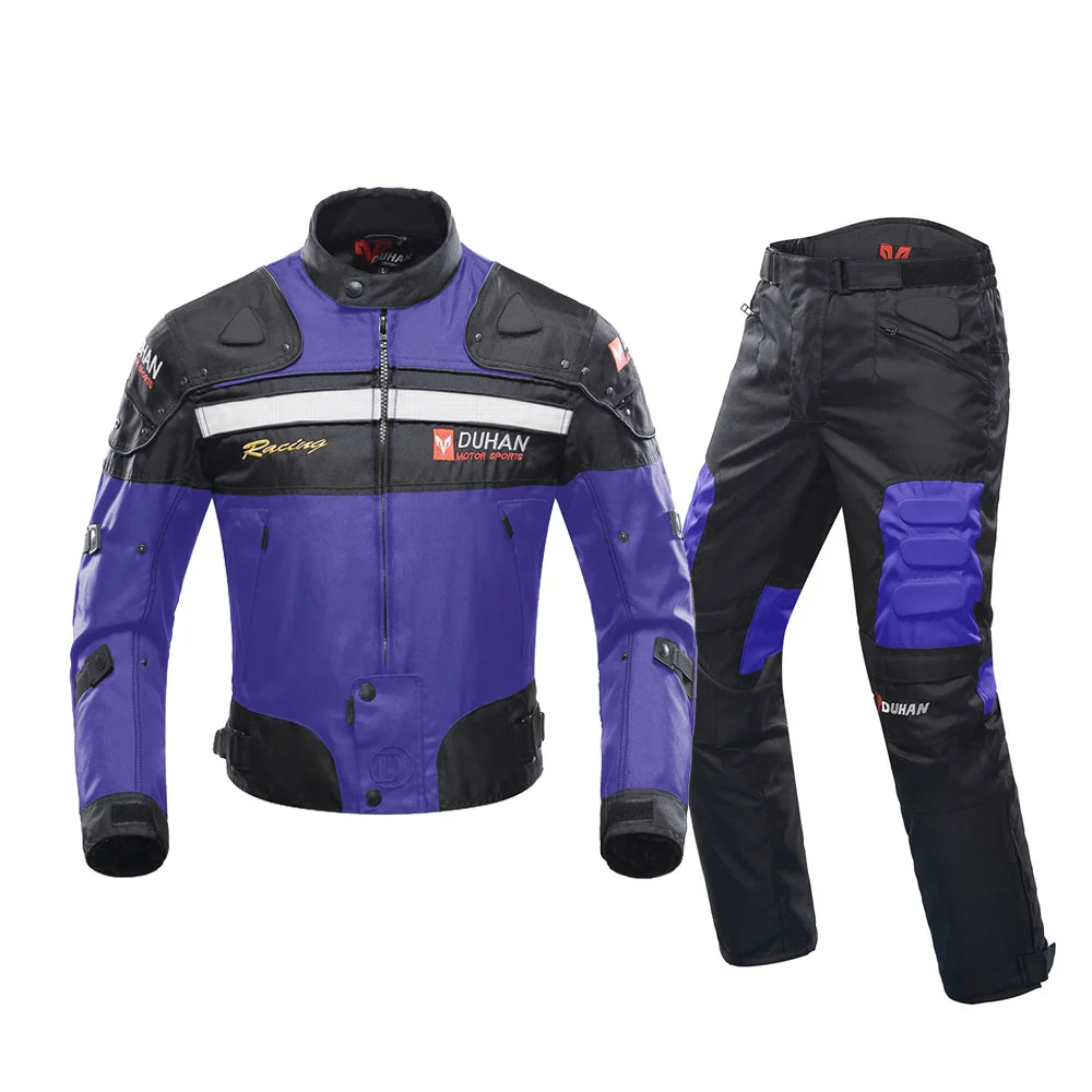 020 Blue Suit DUHAN осень зима морозостойкая Мотоциклетная Куртка Мото протектор мотоциклетные брюки мото костюм туристическая одежда защитный комплект - Цвет: 020 Blue Suit