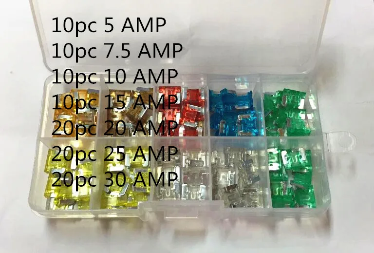 Lot100 Ассорти автомобиль мини низкопрофильный предохранитель коробка 5 7 10 15 20 25 30 A