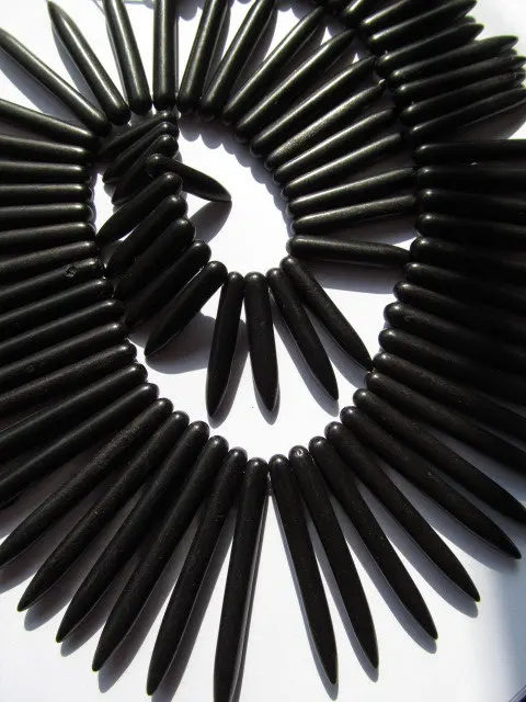 

Лот бирюзовые бусины острые шипы бар черный струи смешанные ювелирные изделия ожерелье 20-50 мм -- 10 нитей