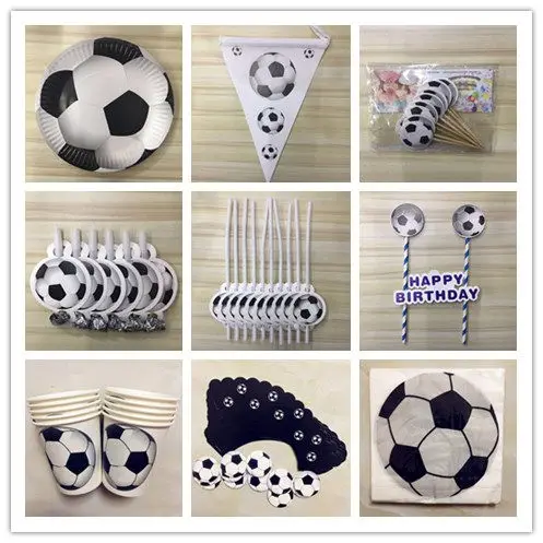 Горячая 2019 белая черная футбольная Тема одноразовые столовые приборы для