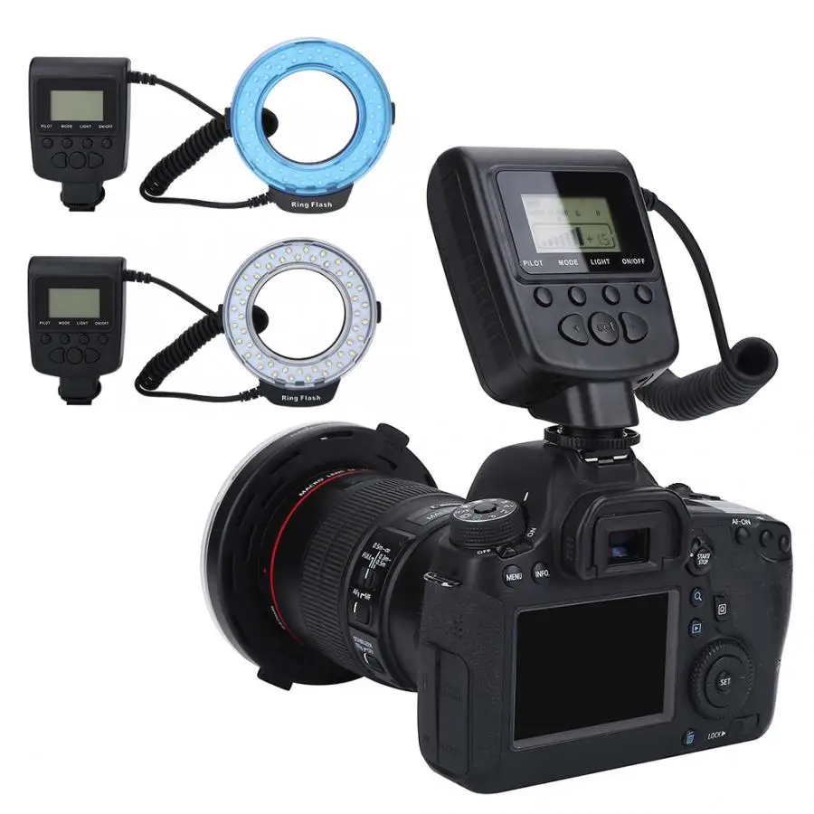 Портативный 48 светодиодная Кольцевая вспышка светильник скорость Speedlite с 8