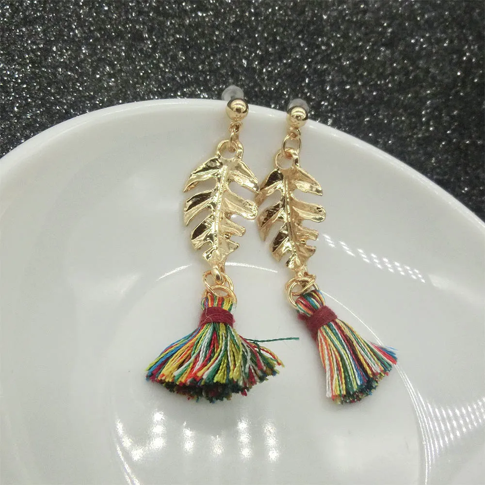 1 пара модные женские серьги с кисточками в виде листьев Ретро стиль длинные
