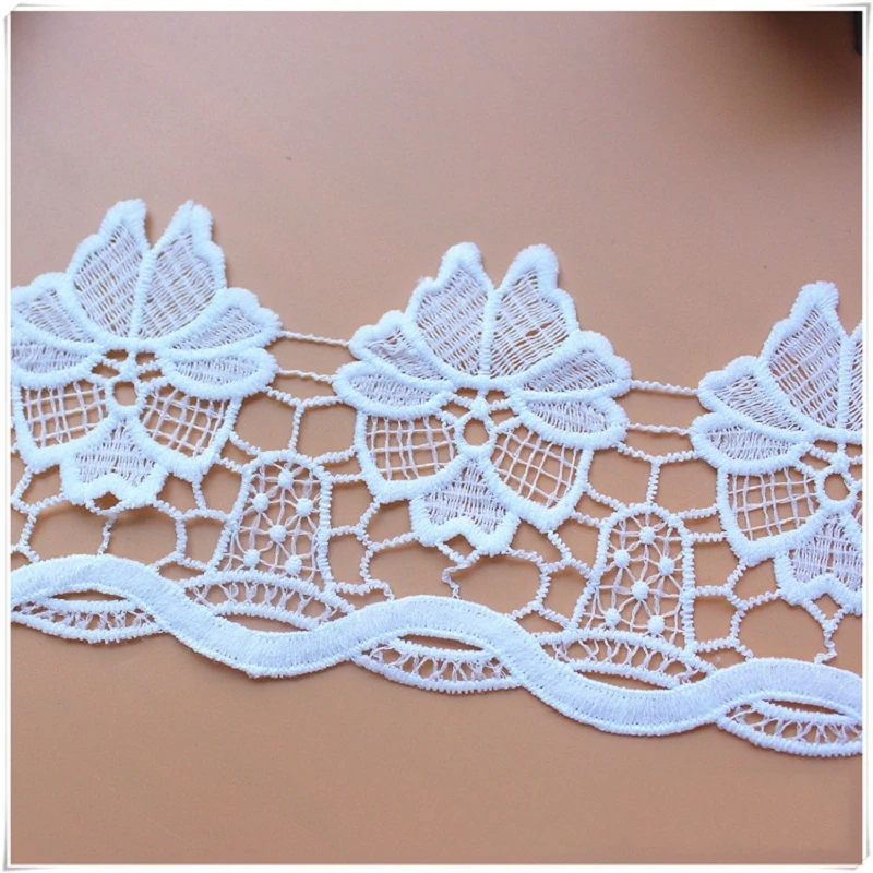 

Wedding Lace Fabric Bridal Lace Appliqued Border White 3 Yard Flower Tassel Embroidered Fabric Sewing Apparel Lace Trims