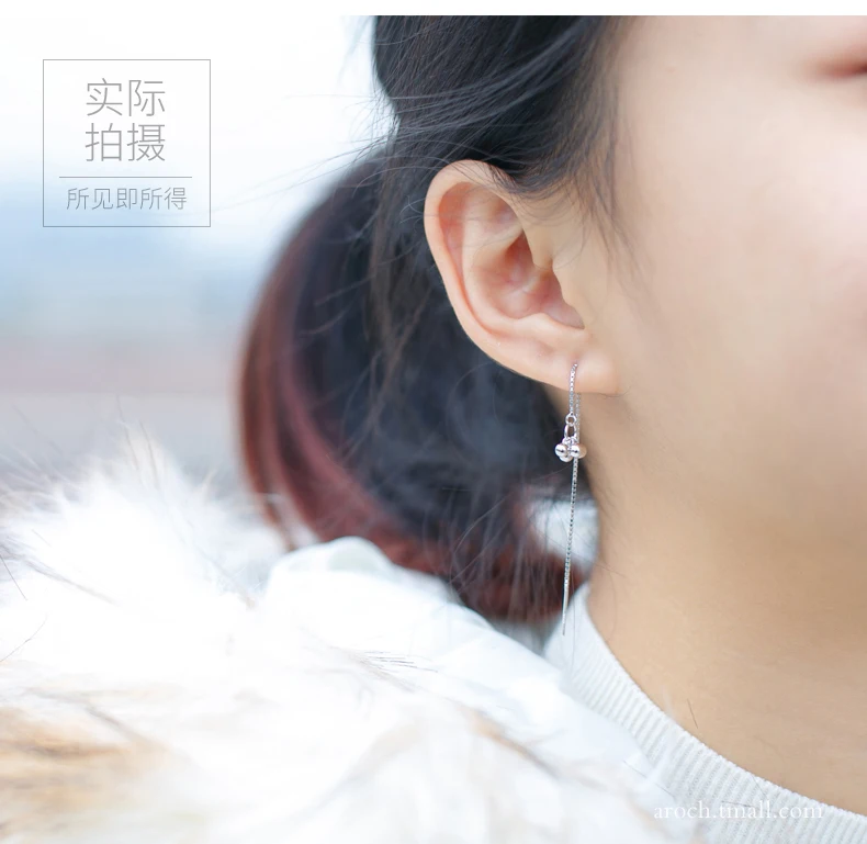 Реальный. Женские серьги из серебра 925 пробы с бусинами и кисточками|earrings long|threader