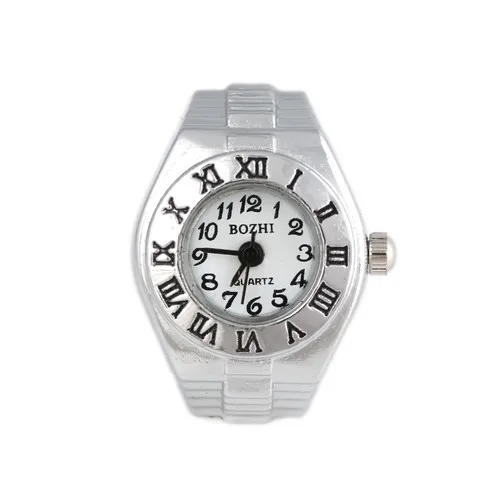 Min Order $9.9 Free Shipping 21mm Roman Digital Round Metal Quartz Analog Ring Watch(1Pc) (White K) 24101# | Украшения и