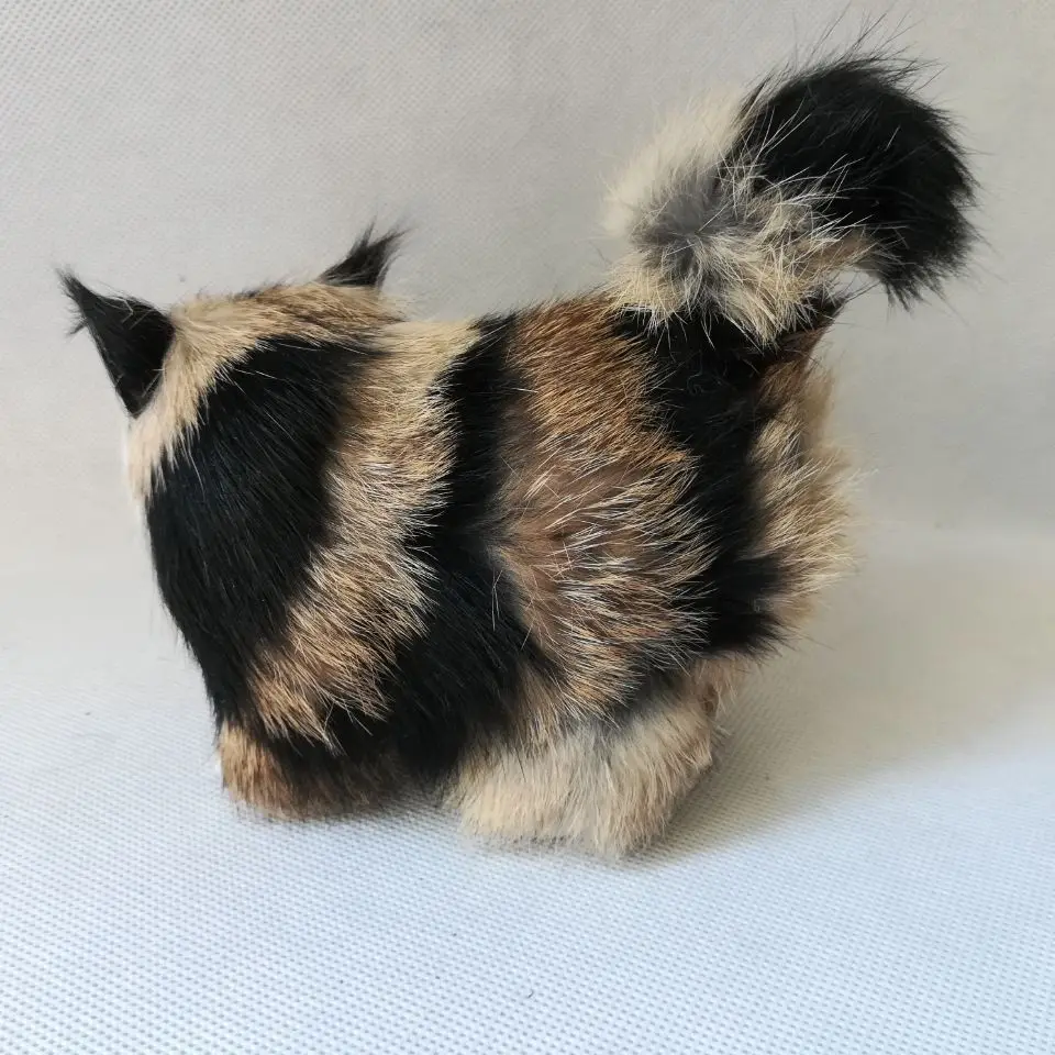 В реальной жизни toy около 12x13 см cat модель полиэтилен и меха кошка модель домашнего украшения реквизит, подарок h1258