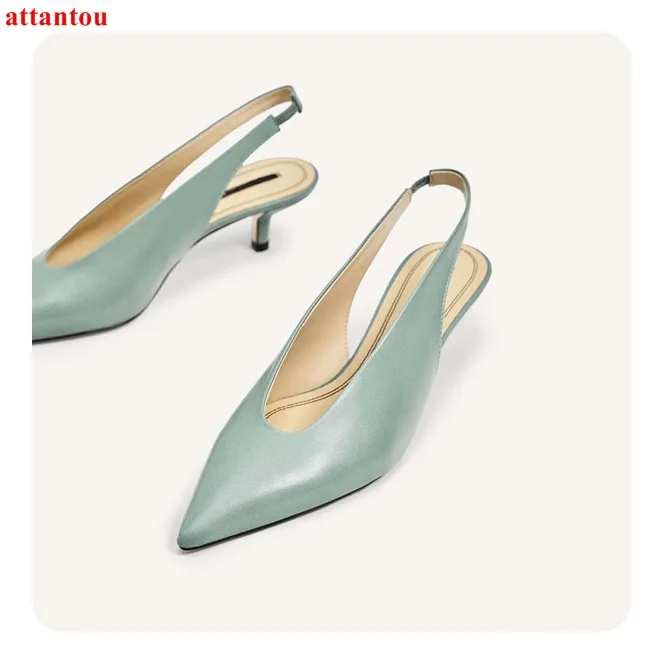 

Cyan Woman high heels Pointed Toe Sexy Pumps U-shaped open female dress shoes thin heel officer lady single shoe OL out fits