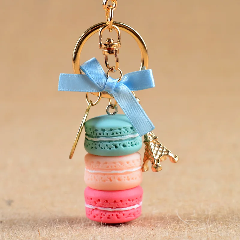 2018 Resin Macaron Keychains Key Chains Lovely Macaroon Bag Charm Keychain Chaveiro llaveros Gold Metal Keyring Car Holder | Украшения и
