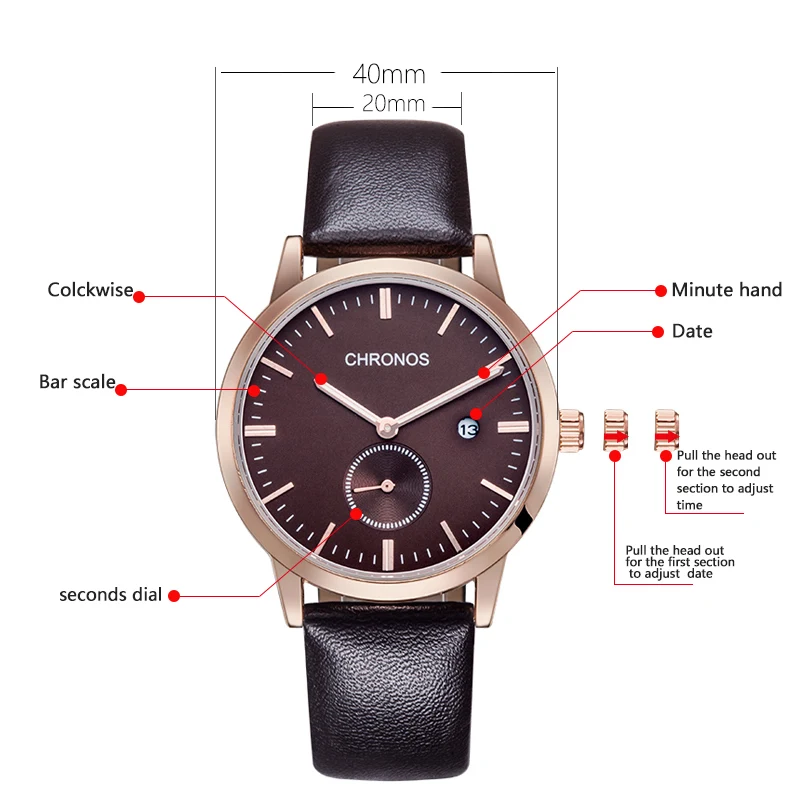 Мужские часы CHRONOS модные спортивные водонепроницаемые кварцевые наручные с