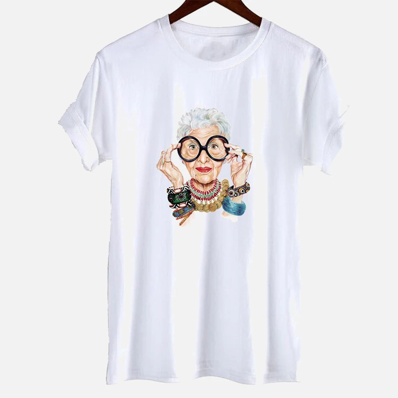Модная женская футболка с круглым вырезом и принтом бабушка летние винтажные