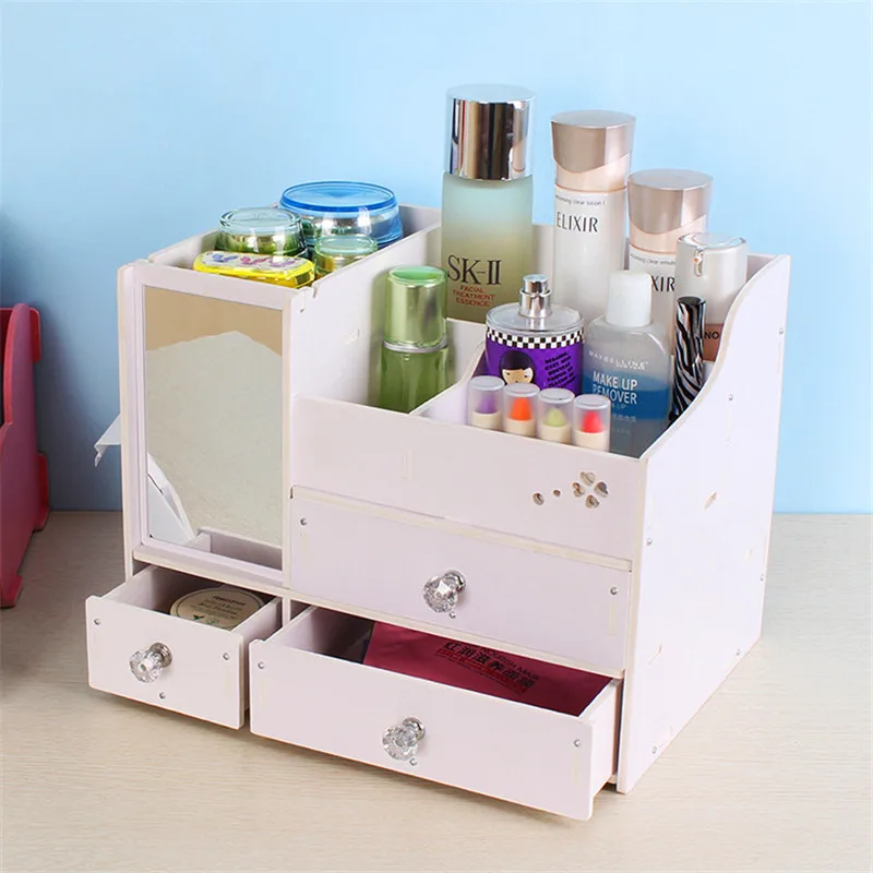 2018 New Wood Cosmetic Organizer Diy Assembly Wooden Organizador Makeup Drawers Factory Jewelry Box | Дом и сад