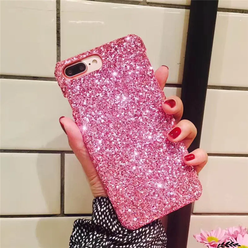 PINK Роскошный блестящий Блестящий блестящий чехол s для iPhone 11 Pro Max XR X XS MAX 6 6S 7 Plus 8plus PC Твердый чехол-накладка на заднюю панель - Цвет: PINK