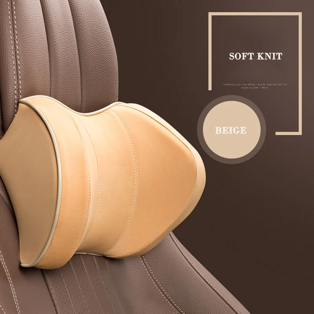 Beige-Neck JINSERTA подушка для шеи автомобиля и поддержка сиденья подголовник в деловом стиле Ортопедическая подушка аксессуары для салона автомобиля трикотаж кожа - Цвет: Beige-Neck
