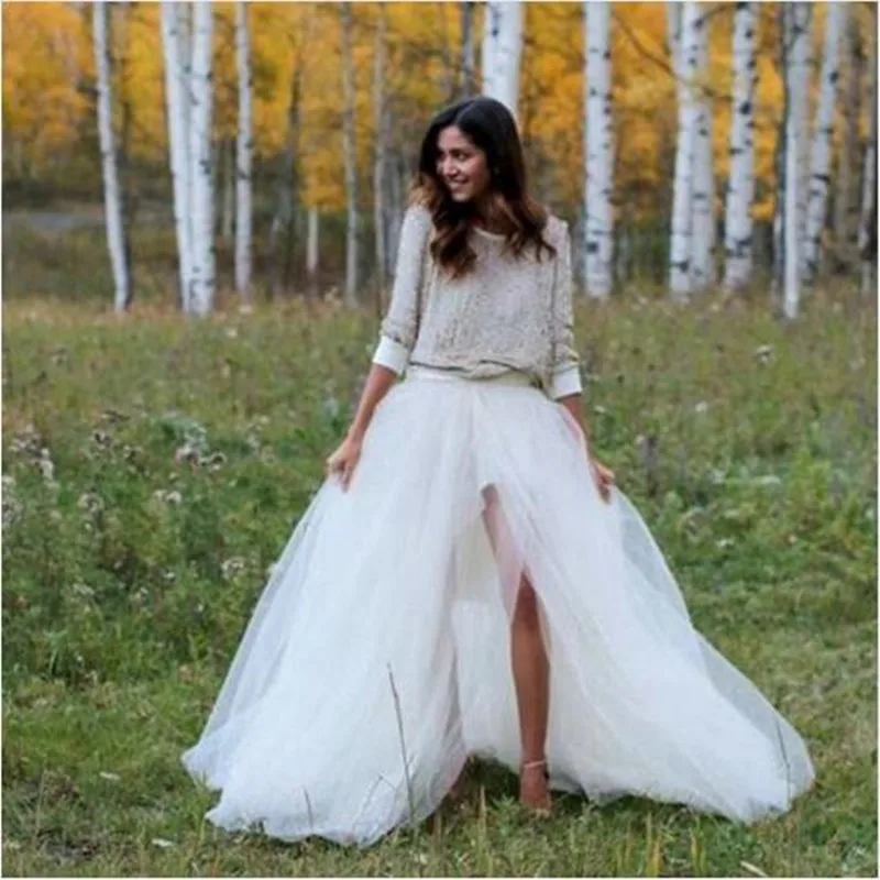 Женская длинная юбка пачка из фатина белая с высоким разрезом большие