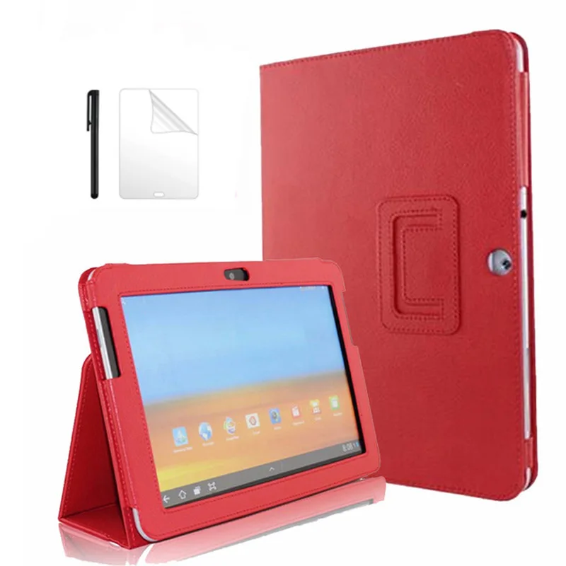 

Litchi Flip Protective PU Leather Cover Case for Samsung Galaxy Tab 2 10.1 inch GT-P5100 P5110 P5113 Smart Tablet case +film+pen