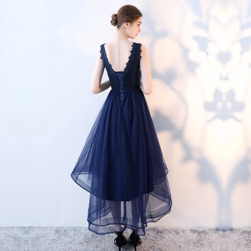 Vivian's Bridal 2018 Высокая Низкая Женская вечернее платье пикантное асимметричное с v