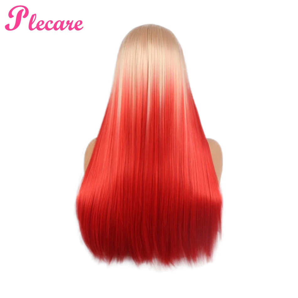 Plecare 24inch Ombre 3 Color Blonde Wig For Black Women Long Straight Synthetic Heat Resistant Fiber Pruiken Cosplay Wigs | Шиньоны и