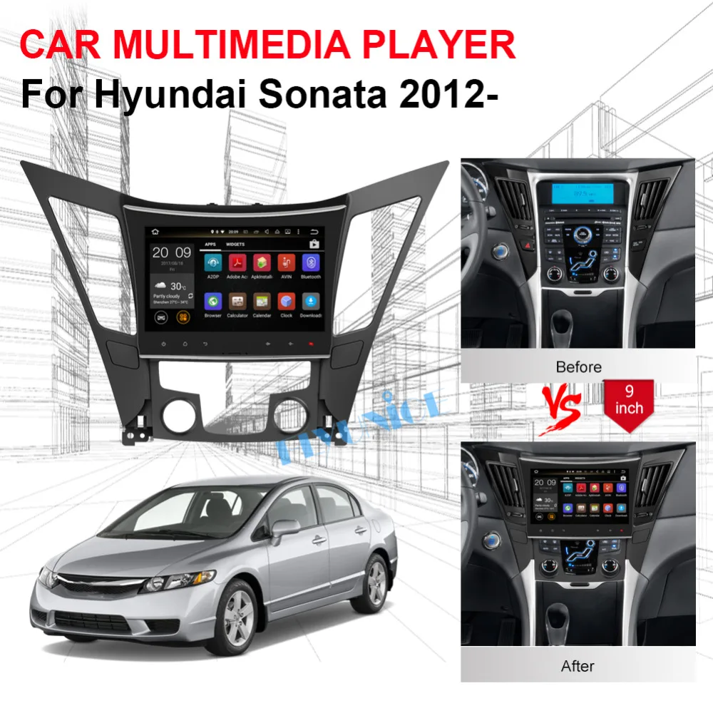 Автомагнитола 10 1 дюйма 4 Гб ОЗУ Android IPS экран стерео для Hyundai Sonata 2012 2013 2014