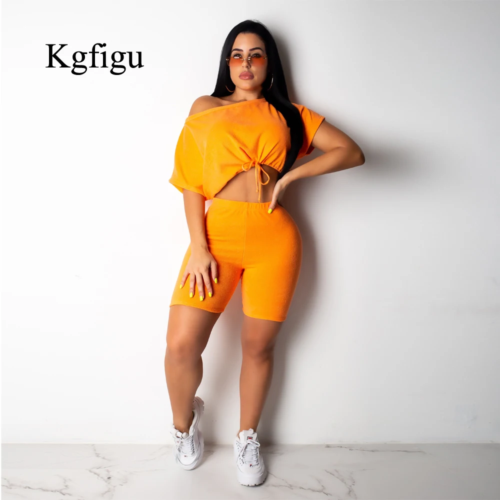 KGFIGU женские комплекты Новое Поступление Комплект из двух предметов Топ и штаны Пуловеры и шорты спортивные костюмы повседневные уличные женские костюмы