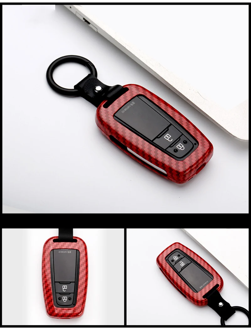 Wood grain Carbon Key Case For Toyota CHR Corolla RAV4 Avalon Land Cruiser Prado Prius Remote Fob2018 Accessories Keychain