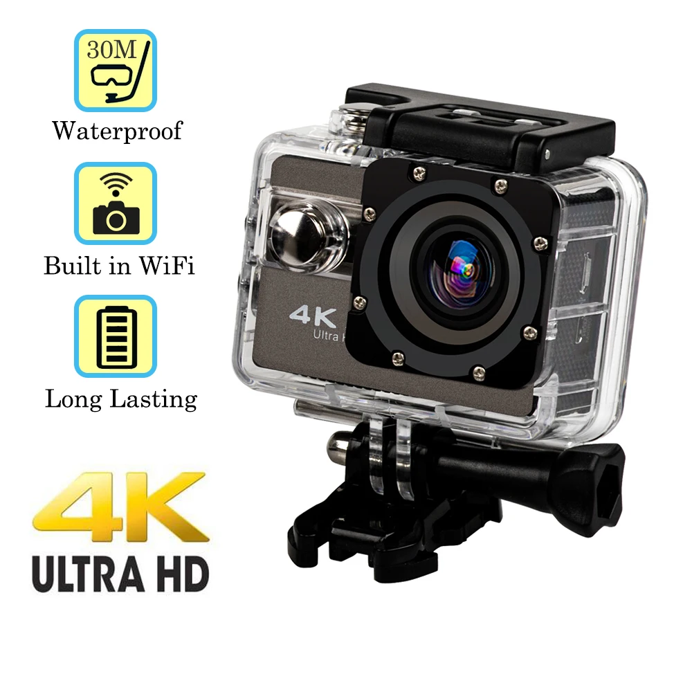 Мини WiFi Спортивная экшн Водонепроницаемая камера под водой 100 футов Ультра 4K мини
