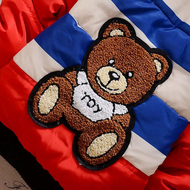 Toddler Boys Jacket 2018 Cartoon Bear Kids Autumn Warm Cotton Hoodies Infant Fur Lined Coat Children Casual Outerwear Clothing | Детская