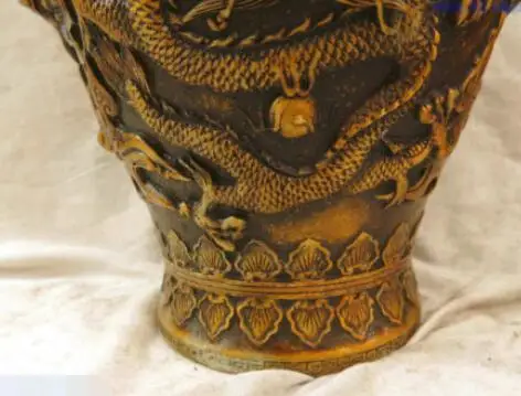 9&quot China bronze carved finely beautiful dragon eight treasures Vase Sculpture | Дом и сад