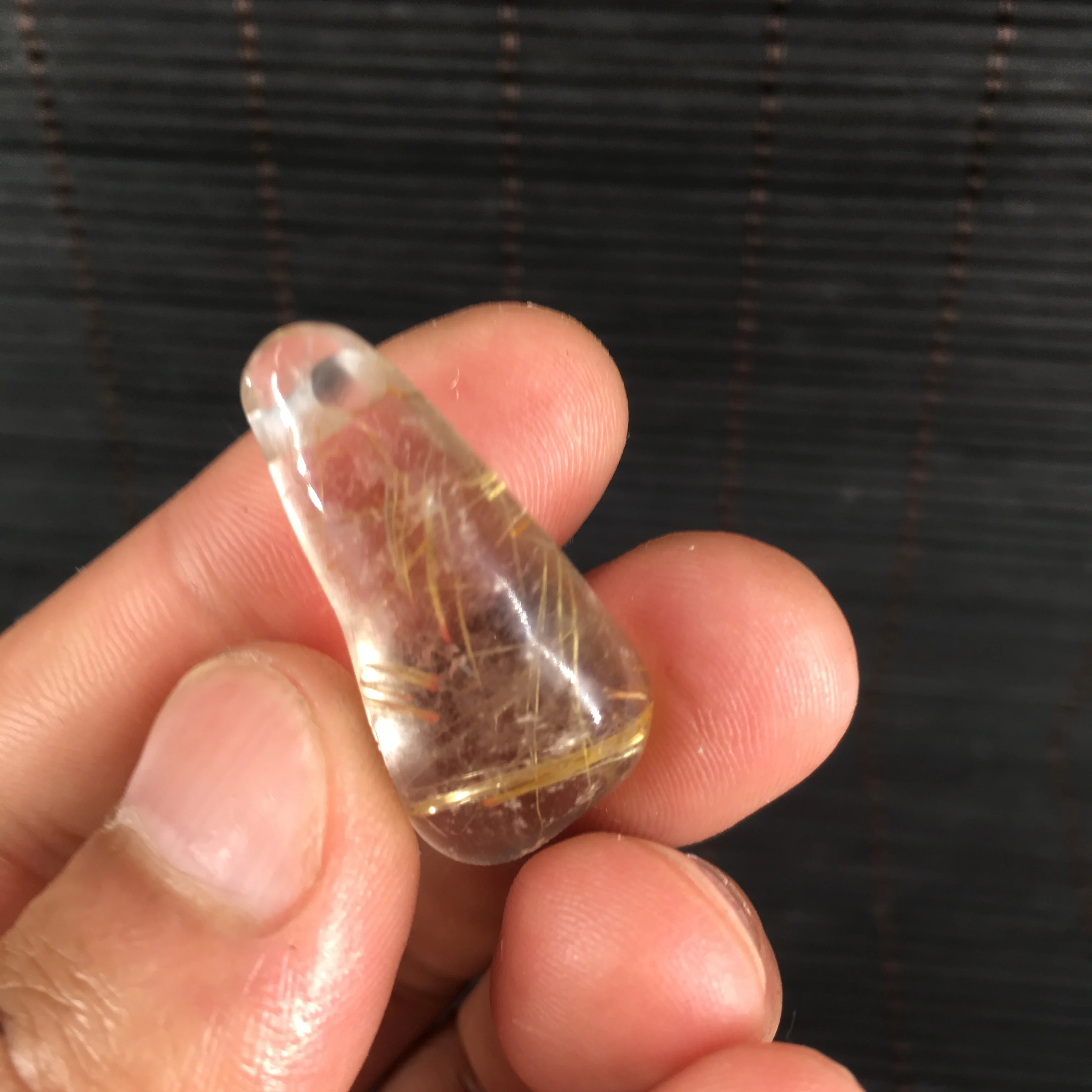 Natural Golden Rutile Quartz Crystal hair crystal carved pendant T1391 | Дом и сад
