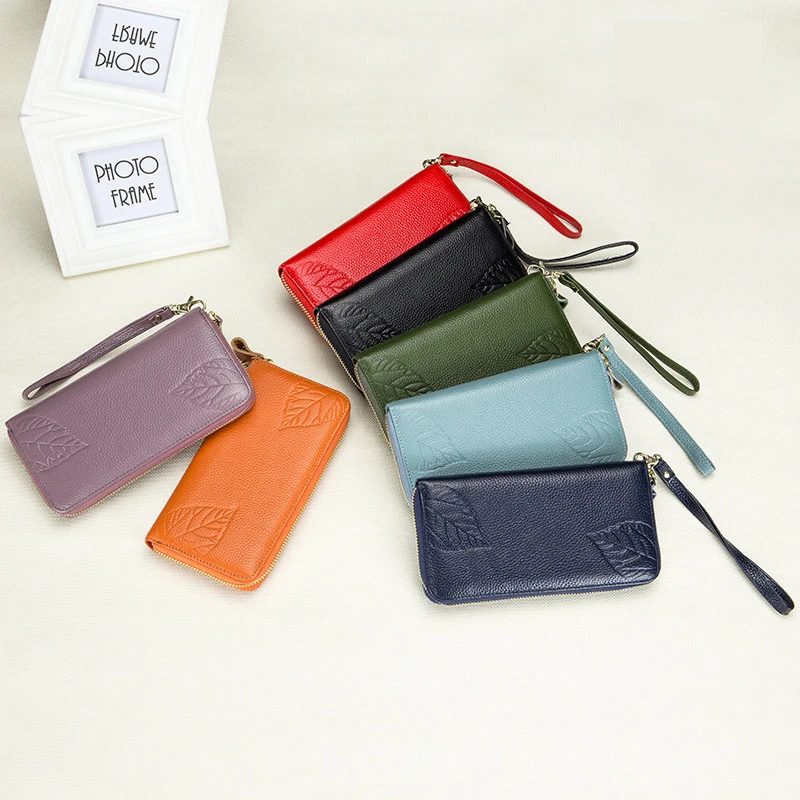 Женские кошельки из натуральной кожи Дамский Длинный Модный стильный кошелек с