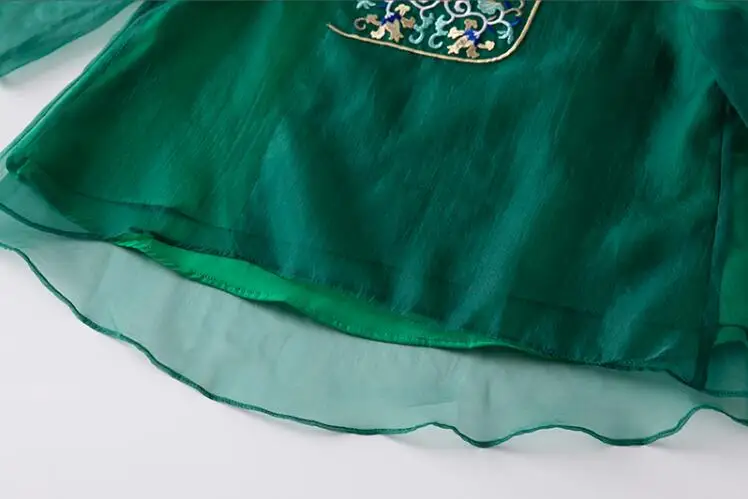 Женское пальто летняя рубашка из органзы в китайском стиле с цветочной вышивкой