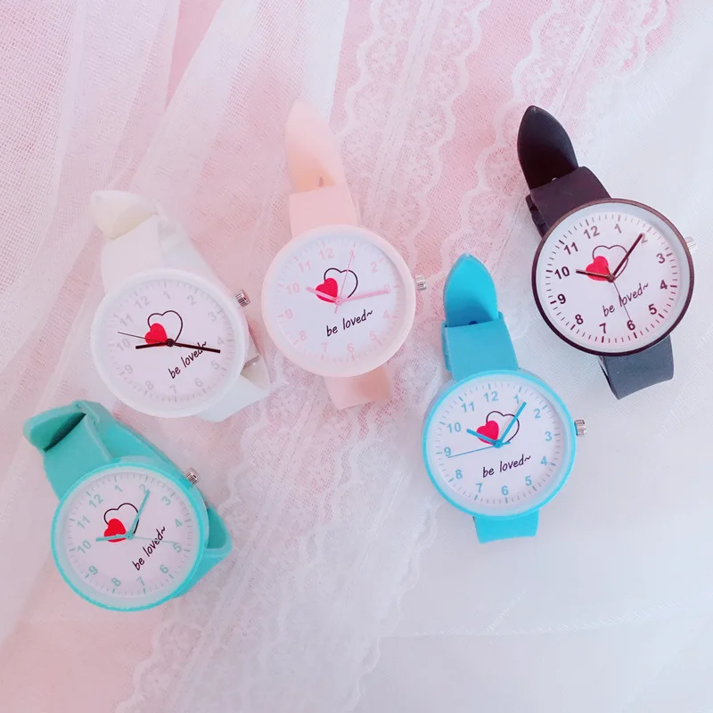 Кварцевые часы Love Heart Design для женщин милые повседневные силиконовые простые
