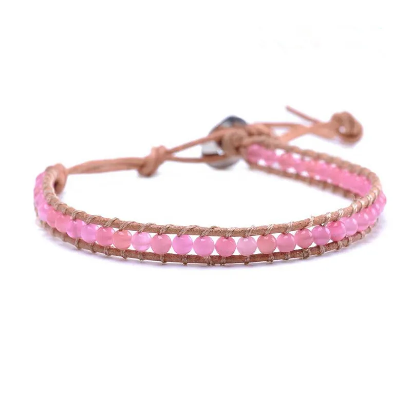 Женский браслет розовый светло синий из бусин 4 мм|pulseras mujer|howlite braceletbead bracelet |